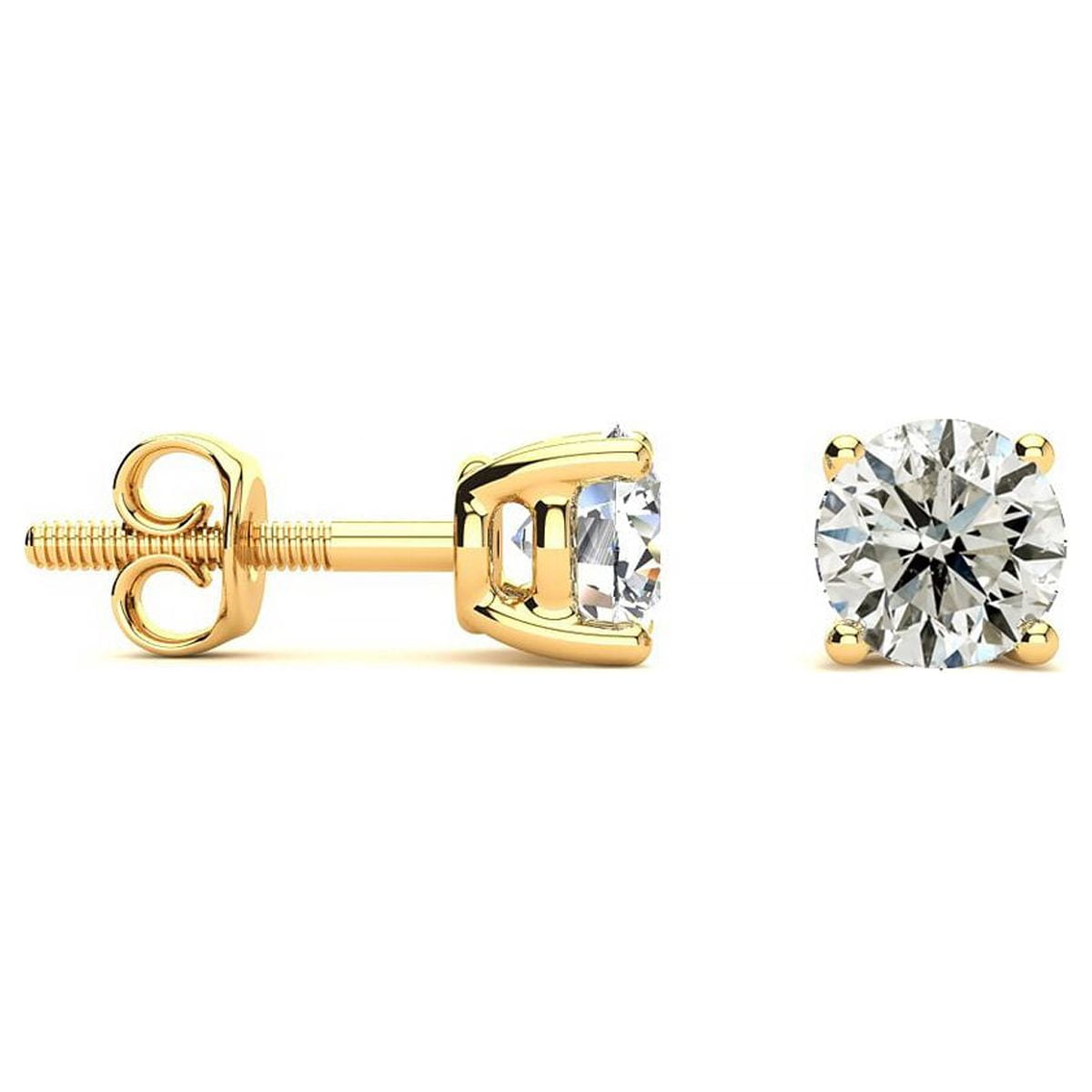SuperJeweler 3/4 Carat Diamond Stud Earrings in 14 Karat Yellow Gold for Women