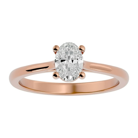 SuperJeweler 3/4 Carat Oval Shape Moissanite Solitaire Engagement Ring In 14 Karat Rose Gold For Women