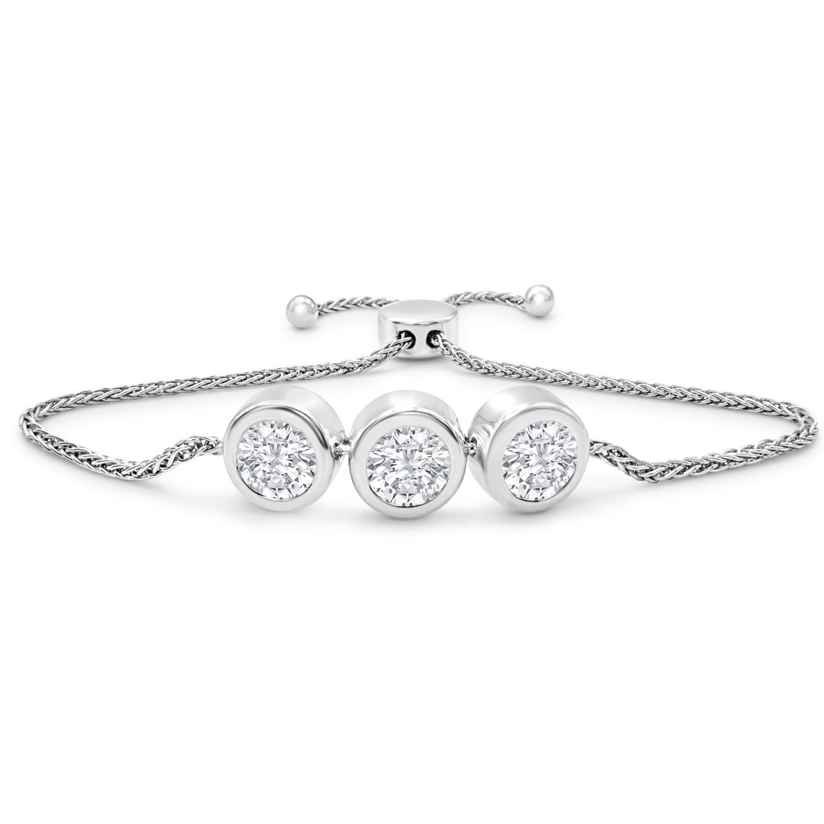SuperJeweler 3 Carat Moissanite Bolo Bracelet In Sterling Silver Adjustable 6 9 Inches For Women
