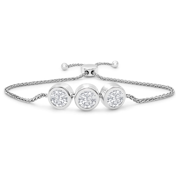 SuperJeweler 3 Carat Moissanite Bolo Bracelet In Sterling Silver, Adjustable 6-9 Inches For Women