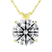 SuperJeweler 3 Carat Round Shape Lab Grown Diamond Solitaire Necklace In 14K Yellow Gold For Women