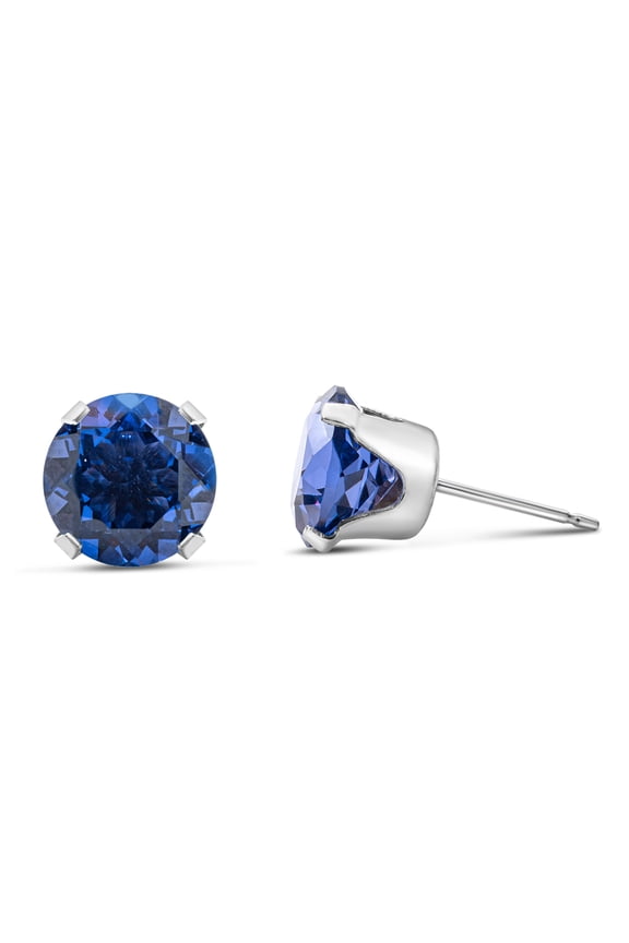 3 Carat Tanzanite Earrings In Sterling Silver, 8MM For Women