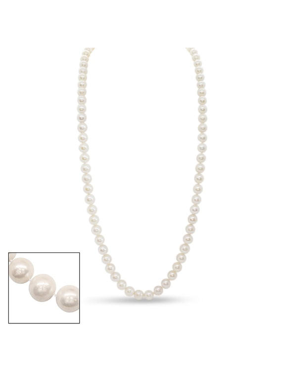 30 inch 10mm AA Pearl Necklace With 14K Yellow Gold Clasp For Women