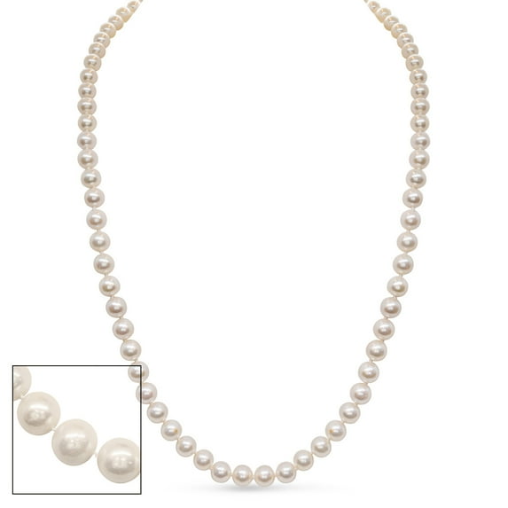 SuperJeweler 30 inch 8mm AA+ Pearl Necklace With 14K Yellow Gold Clasp For Women