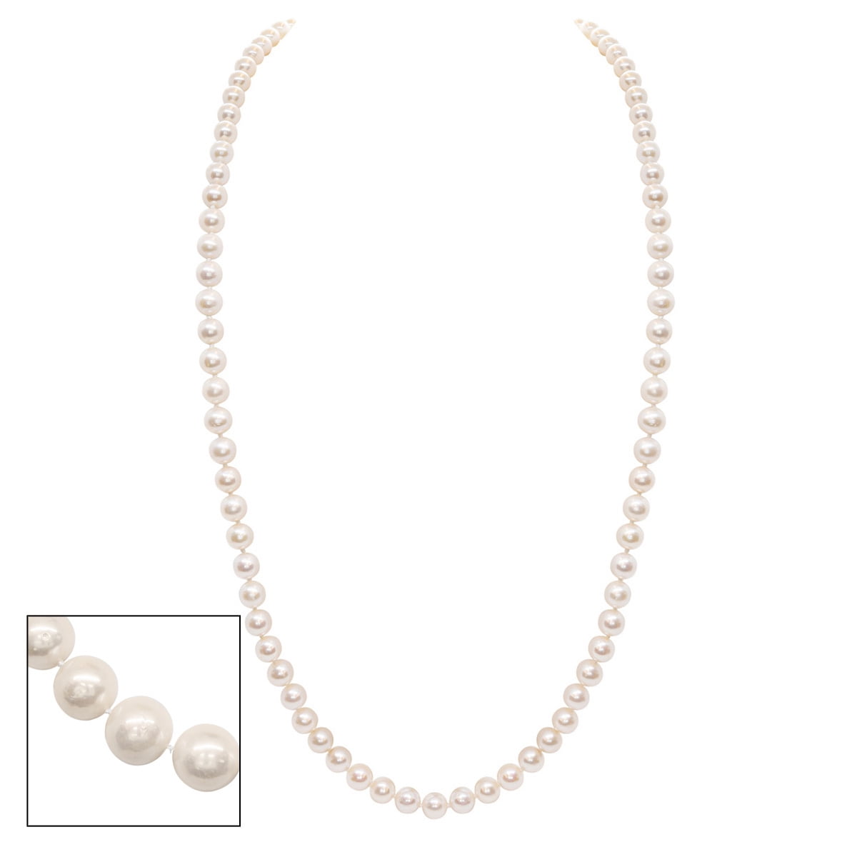 SuperJeweler 36 inch 7mm AA Pearl Necklace With 14K Yellow