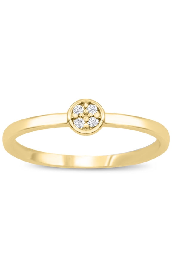 4 Diamond Promise Pave Ring in Yellow Gold For Women