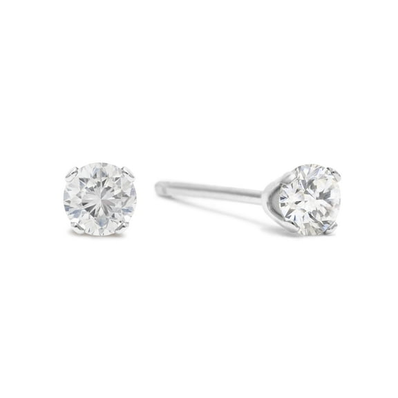 SuperJeweler 5 Point Tiny Diamond Stud Earrings in Solid Silver for Women