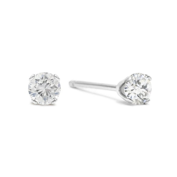 SuperJeweler 5 Point Tiny Diamond Stud Earrings in Solid Silver for Women