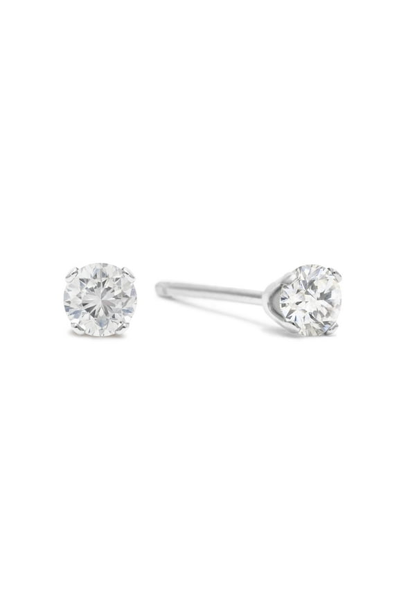 5 Point Tiny Diamond Stud Earrings in Solid Silver for Women