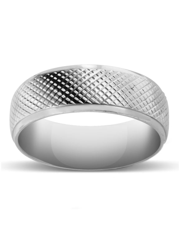 8 MM Brushed Finish Saw-Tooth Men's Titanium Ring Wedding Band for Men