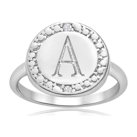 SuperJeweler A Initial Diamond Ring In Sterling Silver For Women