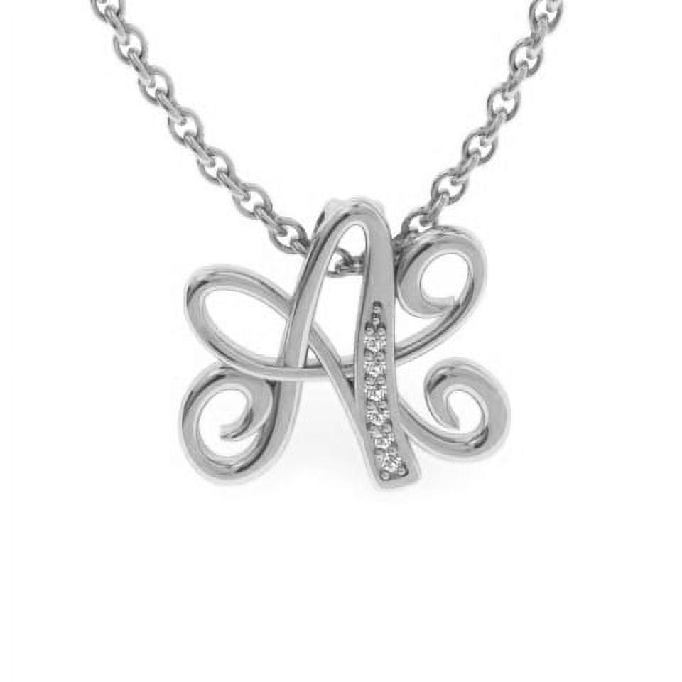 SuperJeweler A Initial Necklace in White Gold With 6 Diamonds, Serif Style, With Free 18 inch Cable Chain, for Women