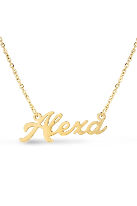 Alexa Nameplate Necklace in Gold 16 inches All Names Available for Women