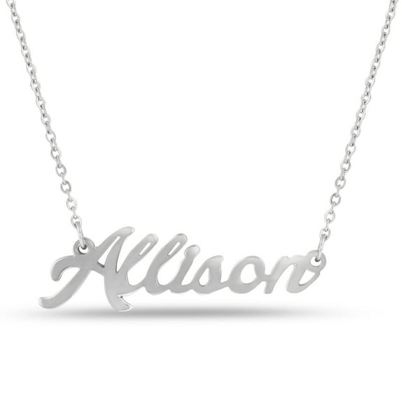 SuperJeweler Allison Nameplate Necklace in Silver 16 inches All Names Available for Women