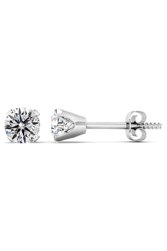 Almost 3/4 Carat Round Diamond Stud Earrings in 14 Karat White Gold