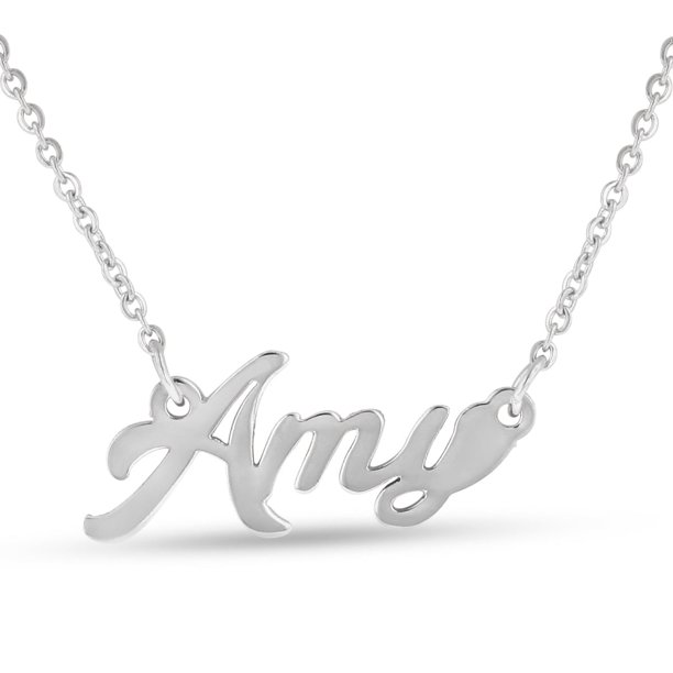 SuperJeweler Amy Nameplate Necklace in Silver 16 inches All Names Available for Women