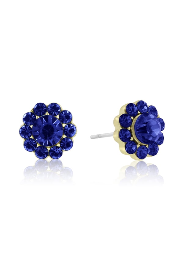 Blue Crystal Mini Flower Stud Earrings for Women