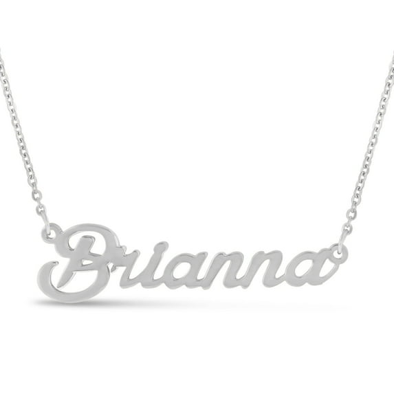 SuperJeweler Brianna Nameplate Necklace in Silver 16 inches All Names Available for Women