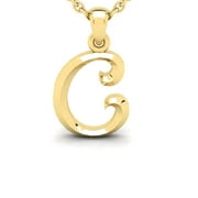 SuperJeweler C Initial Necklace in Heavy 14 Karat Yellow Gold With Free 18 inch Cable Chain, for Women