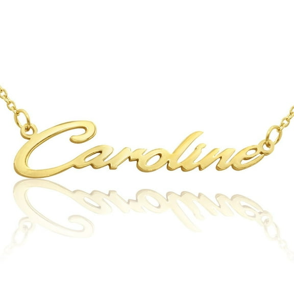 SuperJeweler Caroline Nameplate Necklace in Gold, 16 inches All Names Available for Women