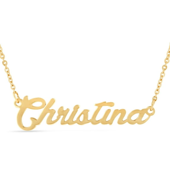 SuperJeweler Christina Nameplate Necklace in Gold 16 inches All Names Available for Women
