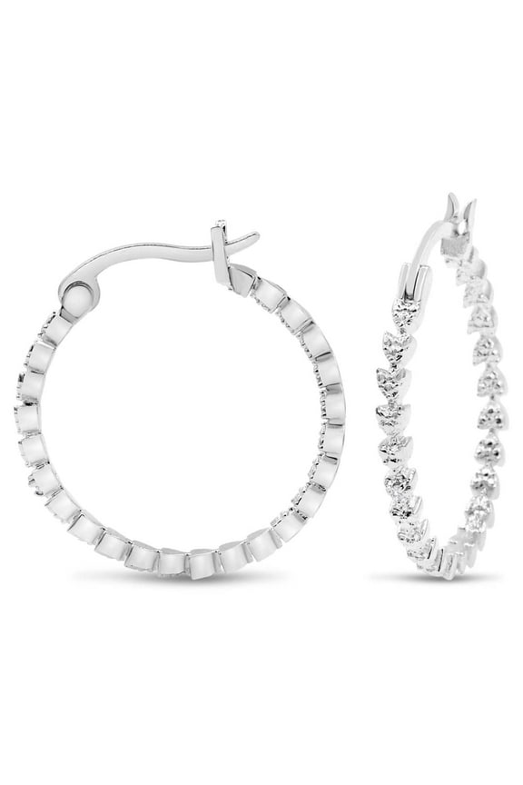 Classic Diamond Hoop Earrings, 1 Inch for Women