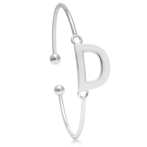 SuperJeweler D Initial Bangle Bracelet In Silver For Women