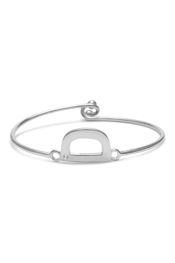 D Initial Bangle Bracelets for Women with Cubic Zirconia Accent