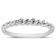 SUPERJEWELER Dainty Diamond Accent Band Ring In Sterling Silver For Women