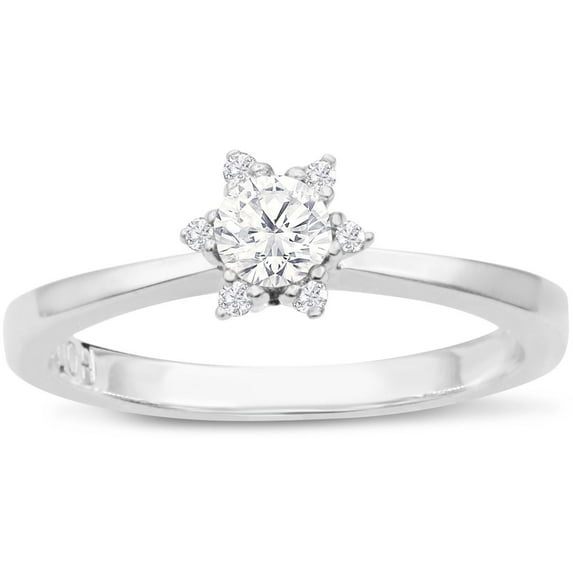 SuperJeweler Diamond Flower Promise Ring In White Gold For Women