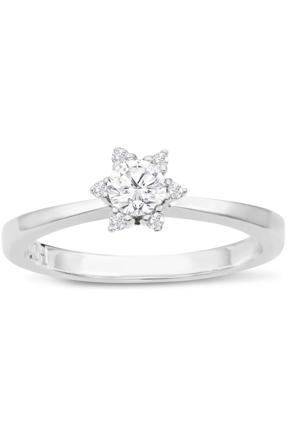 Diamond Flower Promise Ring In White Gold For Women