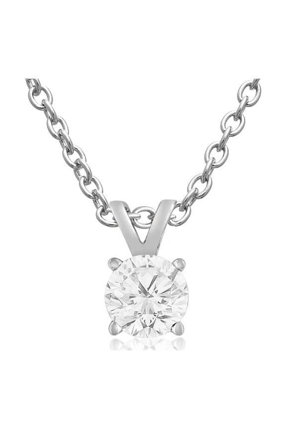 Diamond Solitaire Necklace for Women, 1/4 Carat in Sterling Silver, Elegant 18" Diamond Necklace for Women