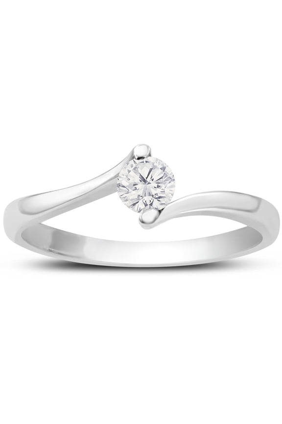Diamond Solitaire Promise Ring In White Gold For Women