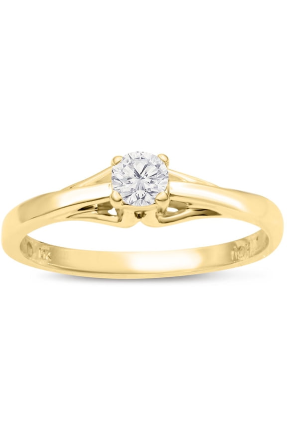 Diamond Solitaire Promise Ring In Yellow Gold For Women