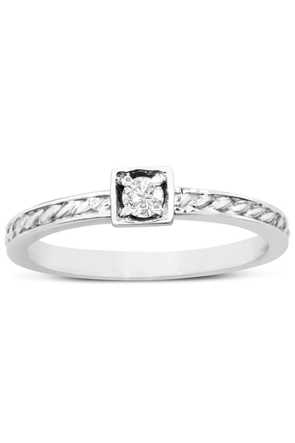Diamond Solitaire Promise Ring in White Gold for Women