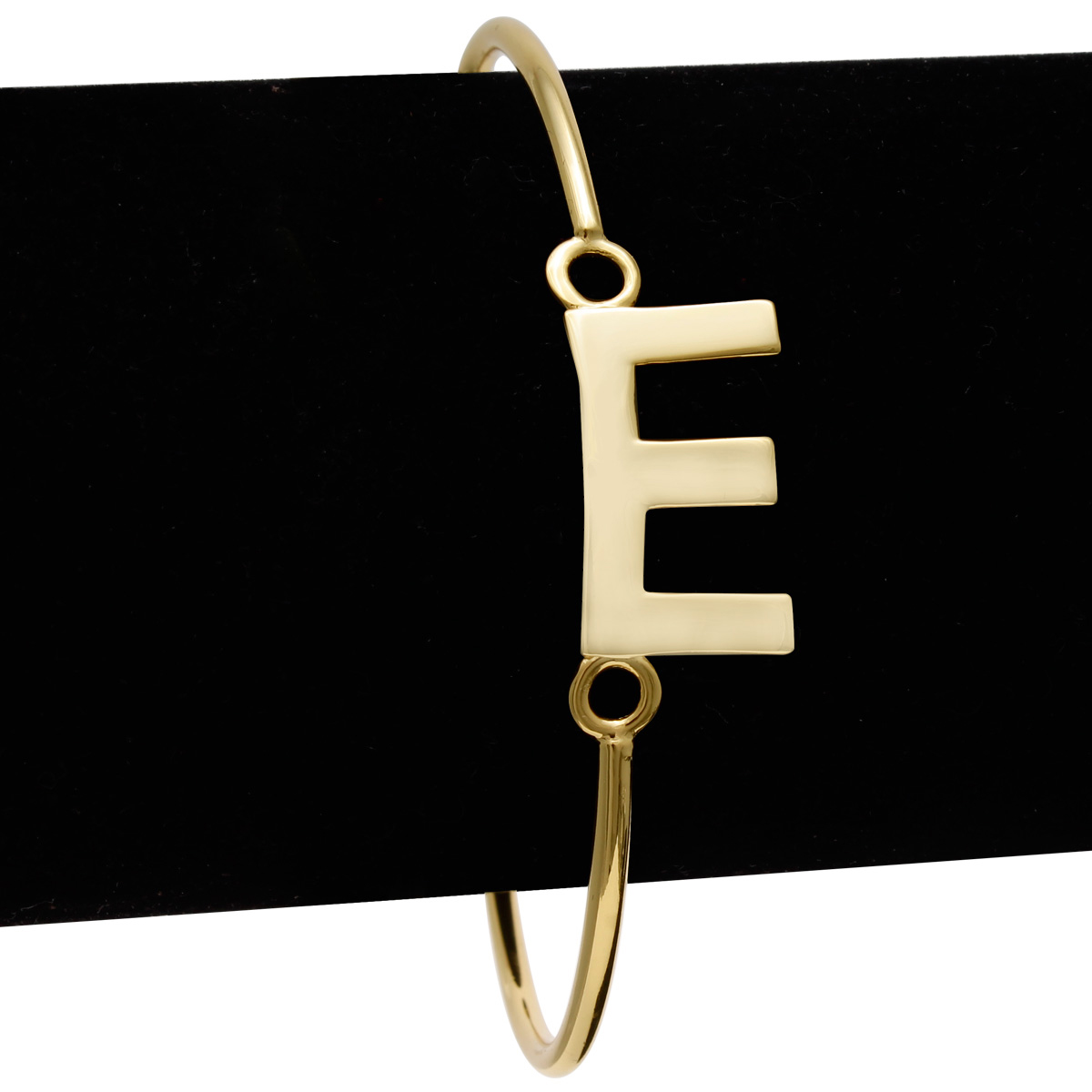 SuperJeweler E Initial Bangle Bracelet In Yellow Gold For Women