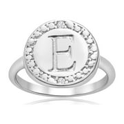 SuperJeweler E Initial Diamond Ring In Sterling Silver For Women, Teens and Girls!