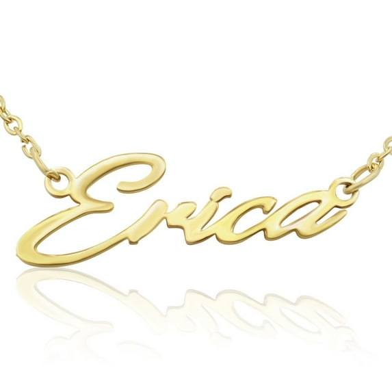 SuperJeweler Erica Nameplate Necklace in Gold, 16 inches All Names Available for Women