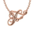 thumbnail image 1 of SuperJeweler F Initial Necklace In Rose Gold With 5 Diamonds, Serif Style, With Free 18 Inch Cable Chain, For Women, 1 of 7
