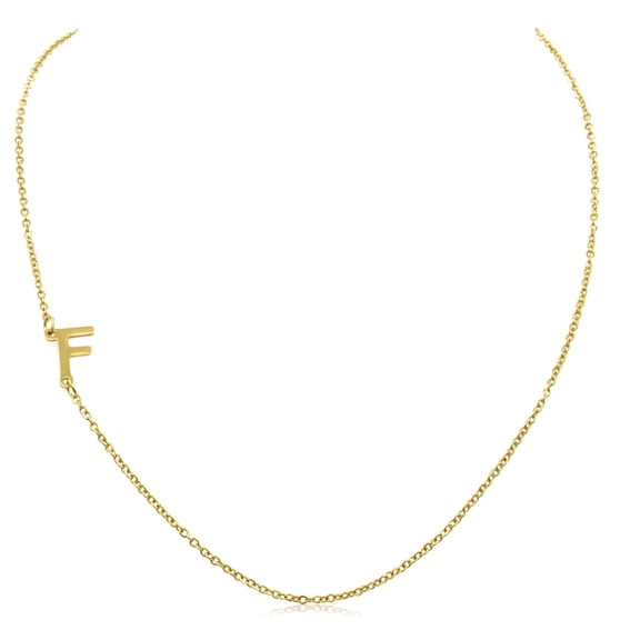 SuperJeweler F Initial Necklace for Women, Sideways Gold Necklace, 16"