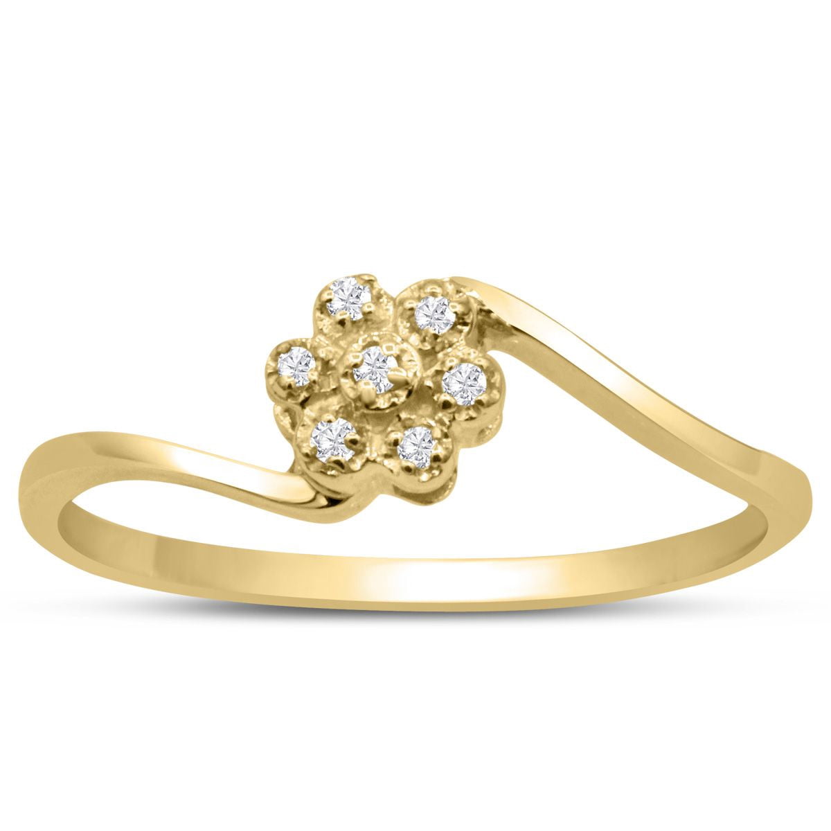 SuperJeweler Flower Shaped Diamond Promise Ring In Yellow Gold For ...