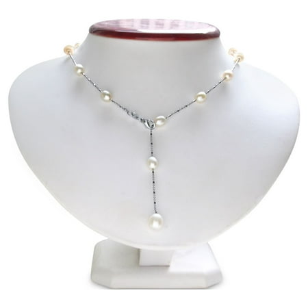 SuperJeweler Freshwater Pearls The Yard Necklace, Tin Cup Style, 18 inches for Women