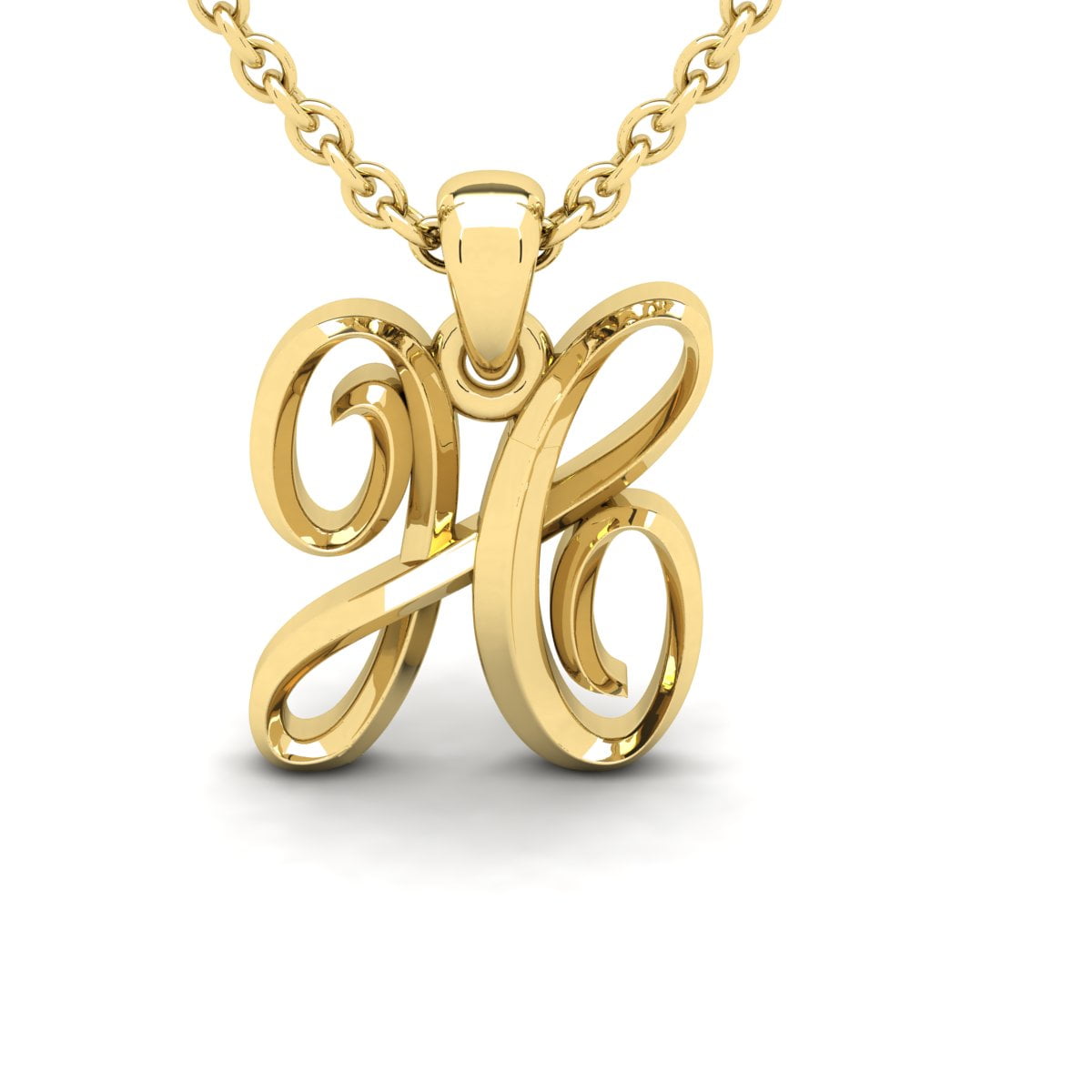 SuperJeweler H Initial Necklace In Heavy 14 Karat Yellow Gold With Free