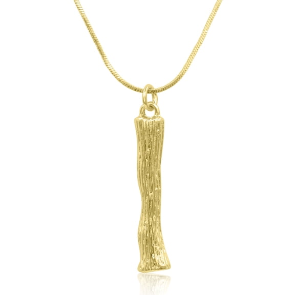SuperJeweler I Initial Necklace in Gold, Bamboo Style, All Letters Available, Free 18 inch Snake Chain, for Women