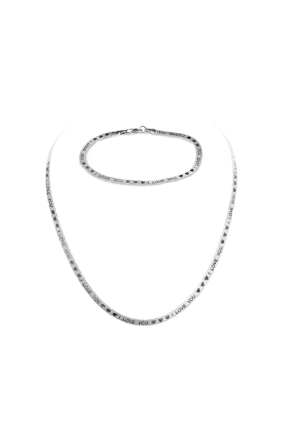 I Love You Herringbone Necklace & Bracelet Set for Women