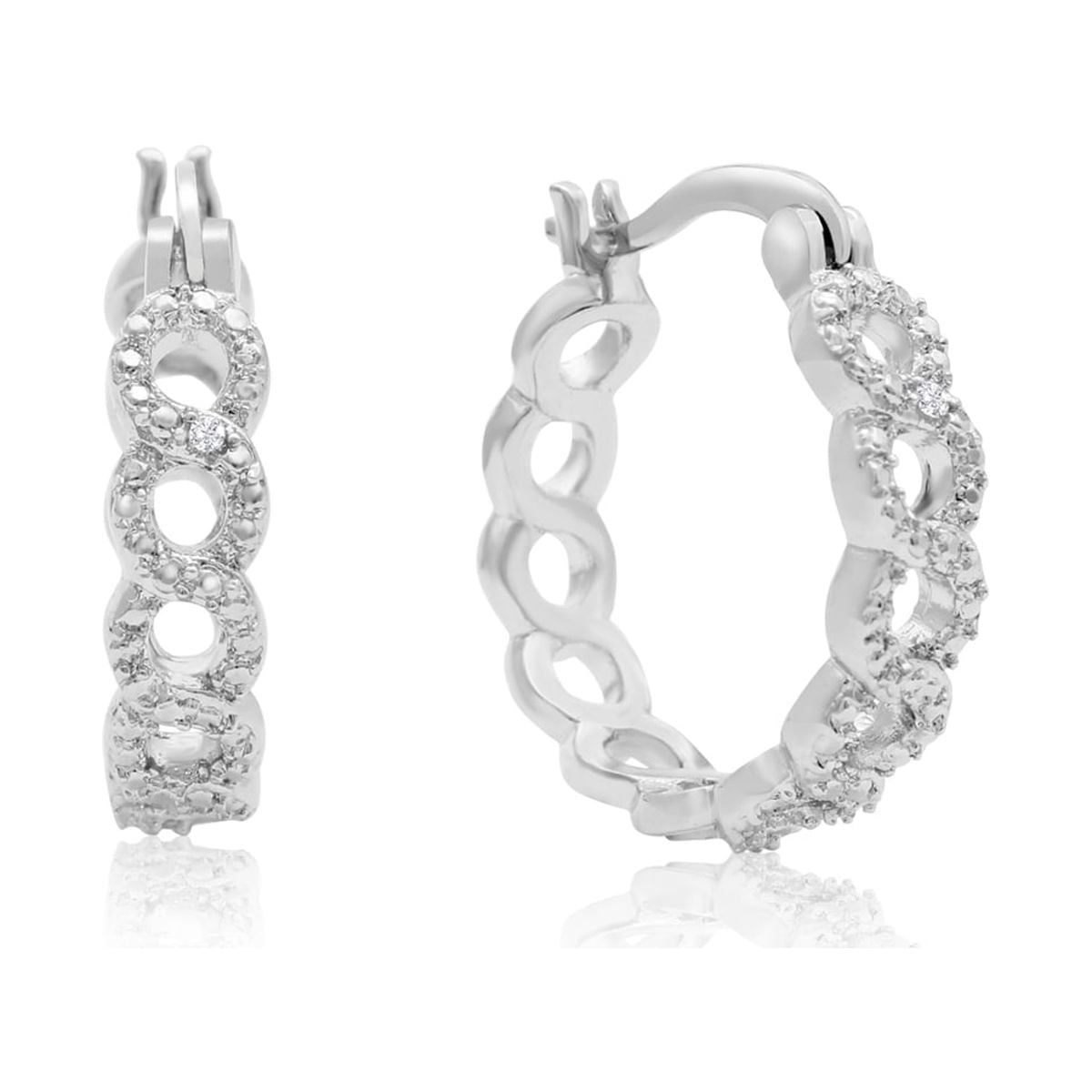 SuperJeweler Infinity Diamond Hoop Earrings, Platinum Overlay, 3/4 Inch For Women
