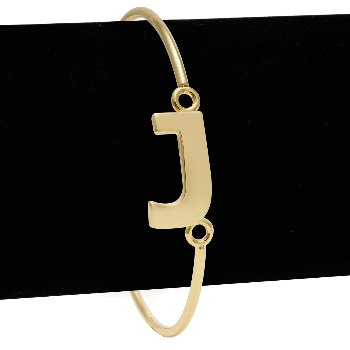 SuperJeweler J Initial Bangle Bracelet In Yellow Gold For Women