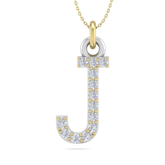 SuperJeweler J Initial Necklace In 14 Karat Yellow Gold With 13 Diamonds, With Free 18 Inch Chain, For Women