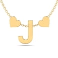 thumbnail image 1 of SuperJeweler J Initial Necklace for Women, Gold Hearts, Free 17" Cable Chain, 1 of 4