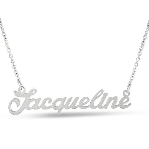 SuperJeweler Jacqueline Nameplate Necklace in Silver 16 inches All Names Available for Women